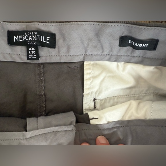 J Crew Mercantile Flex Men’s Pants 36 X30 Gray Chino Straight Flat Front **FLAW - Picture 6 of 7